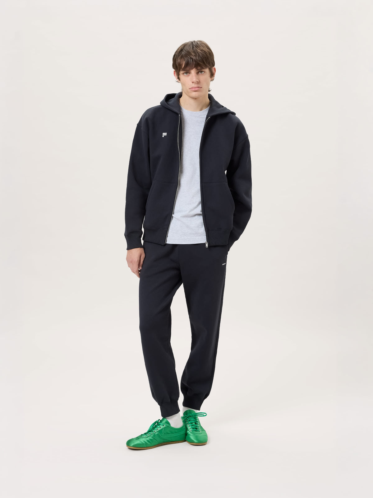 Mens Heavyweight Zip Up Hoodie—Black