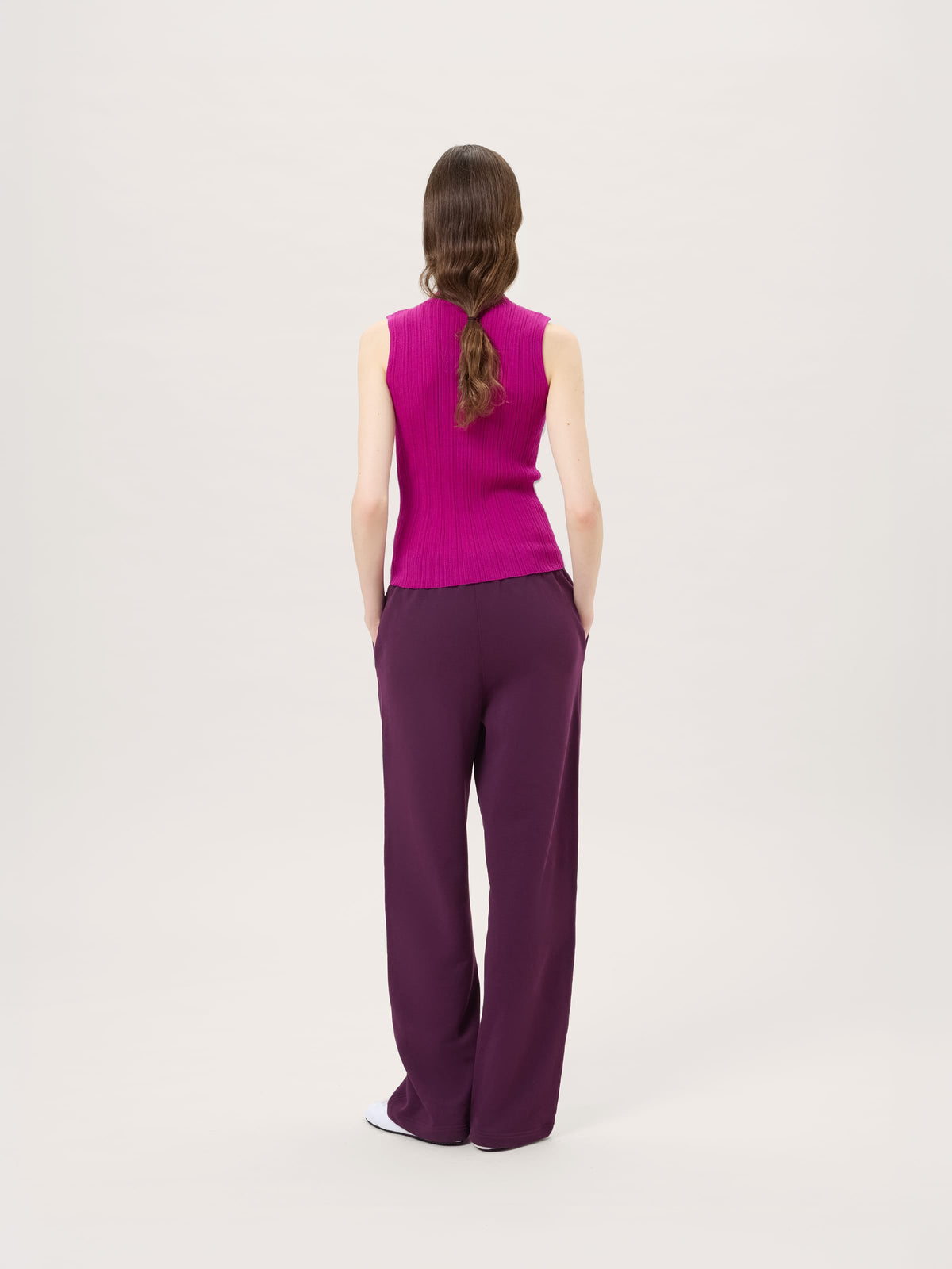 Womens Midweight Straight Leg Logo Track Pants—Nocturne Plum