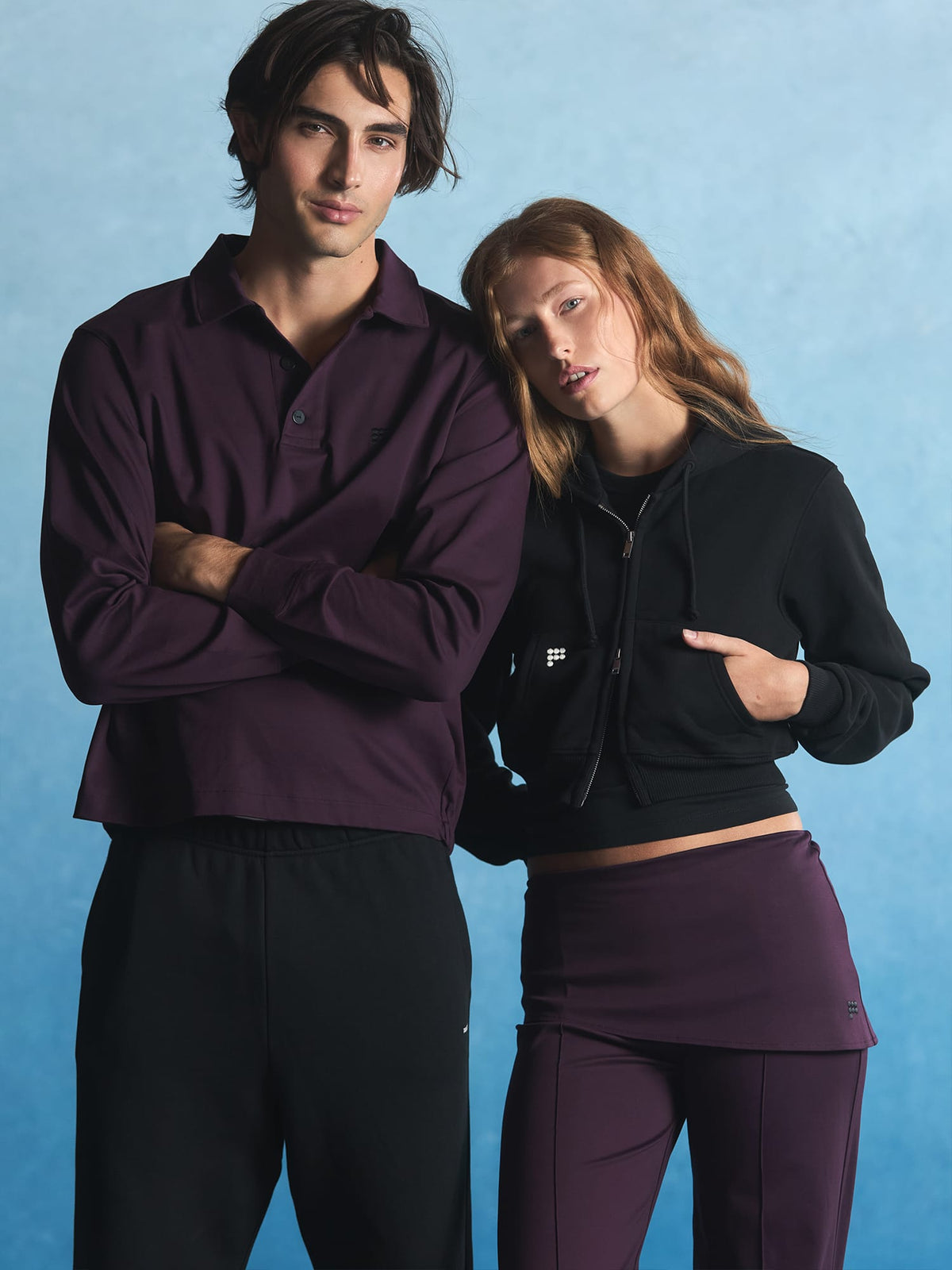 Mens Interlock Polo Sweatshirt—Nocturne Plum