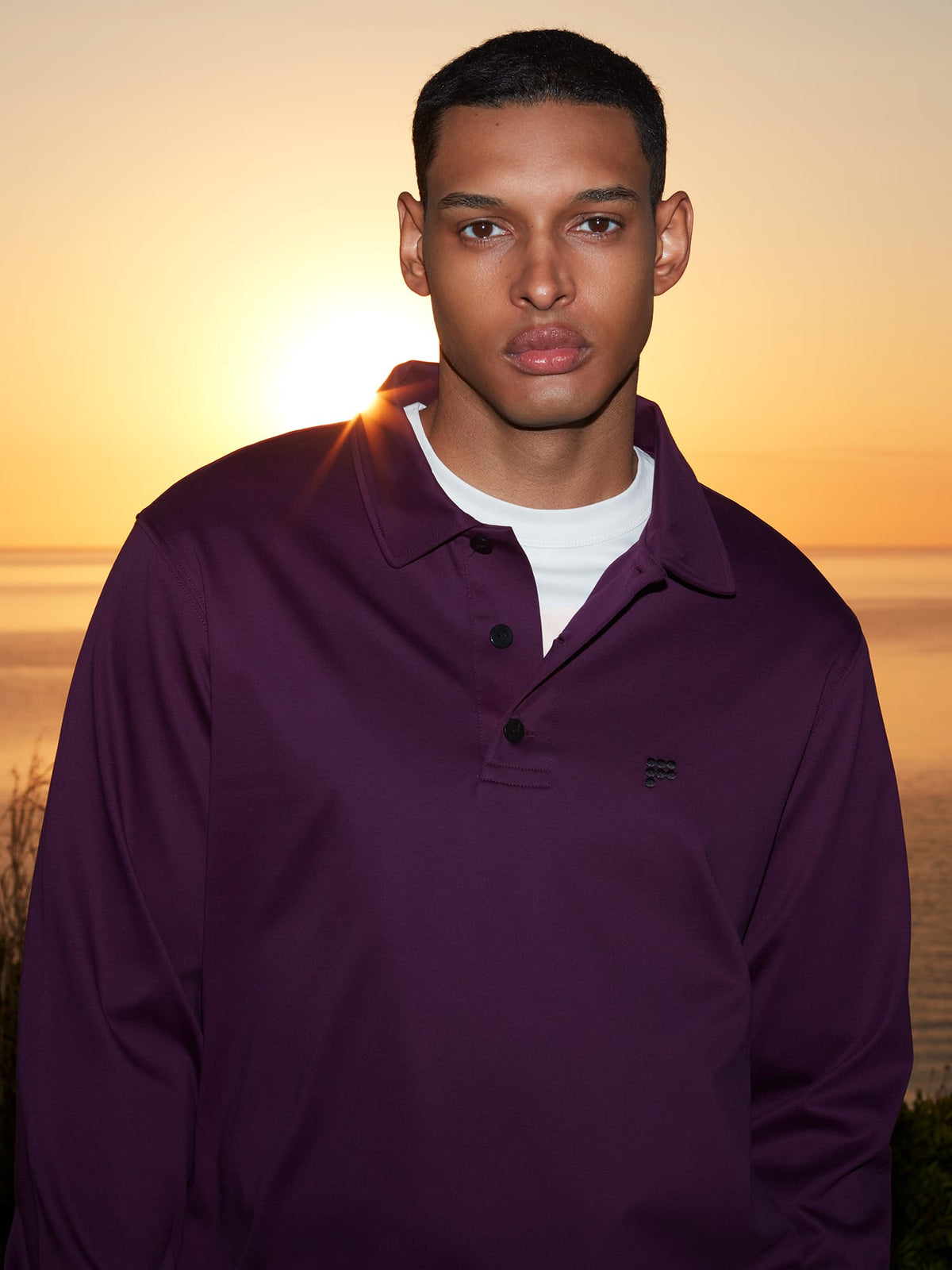 Mens Interlock Polo Sweatshirt—Nocturne Plum